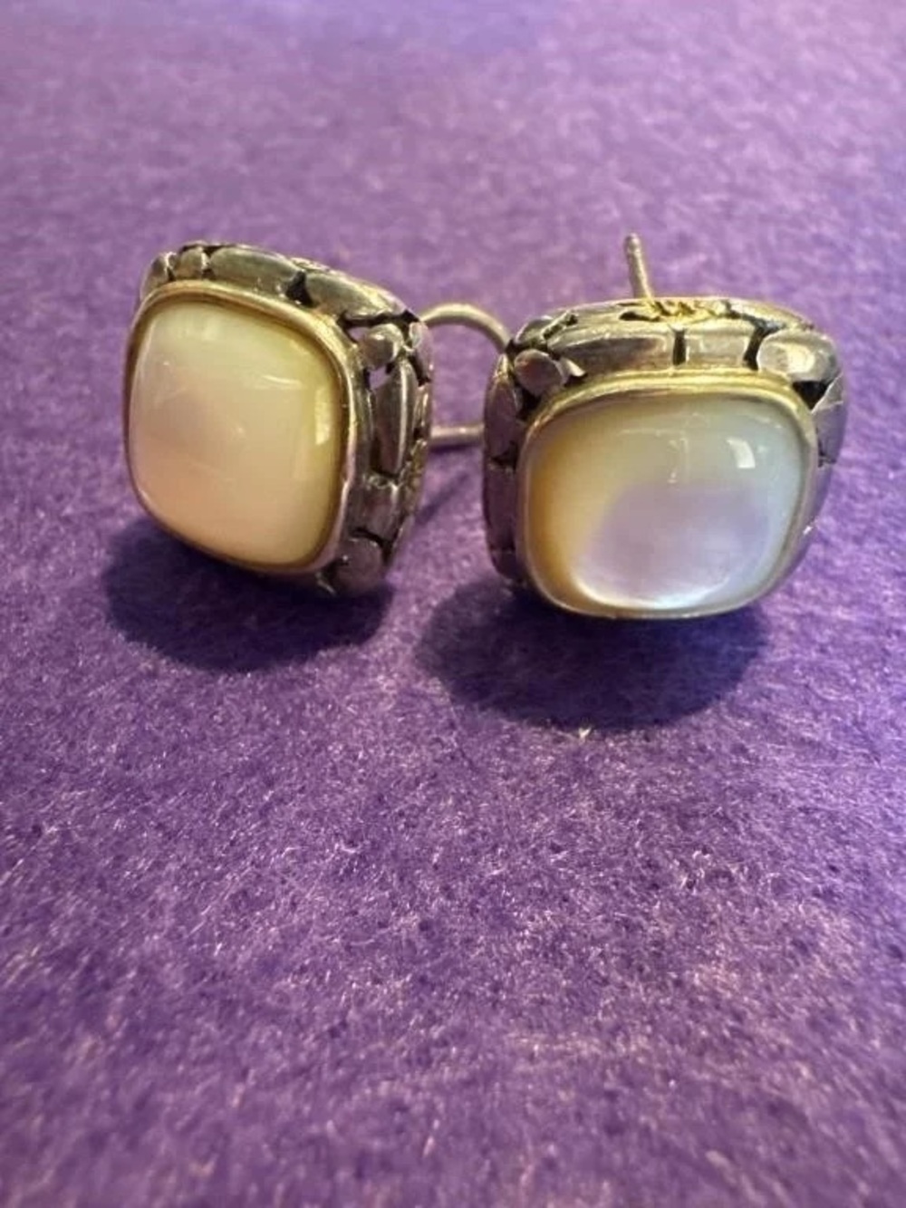 Vintage 925 Sterling Silver White Moonstone Earrings - 10.16g